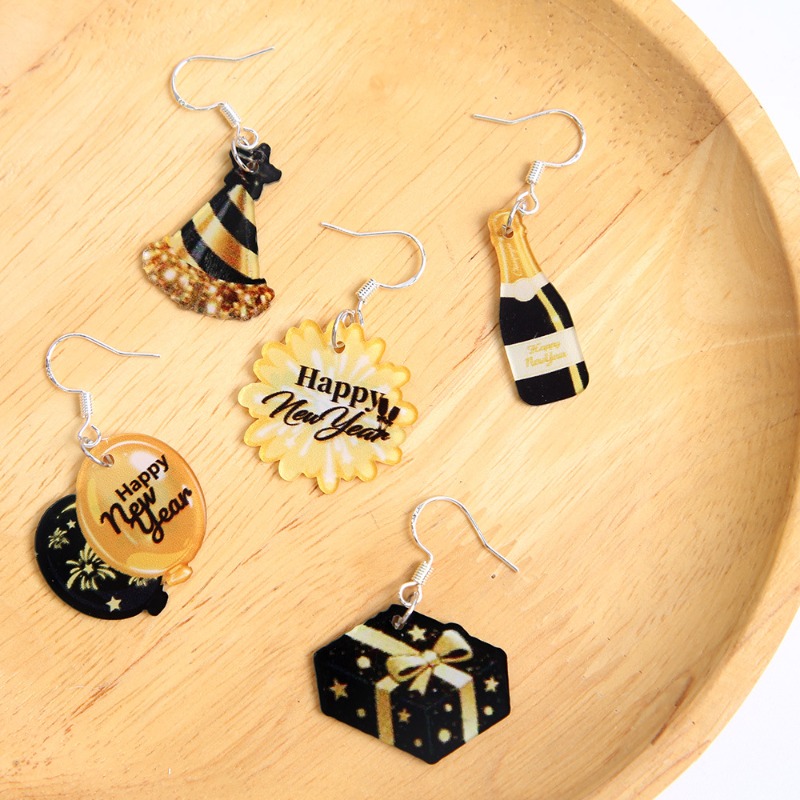 5 Elegant Happy New Year Women's Earrings